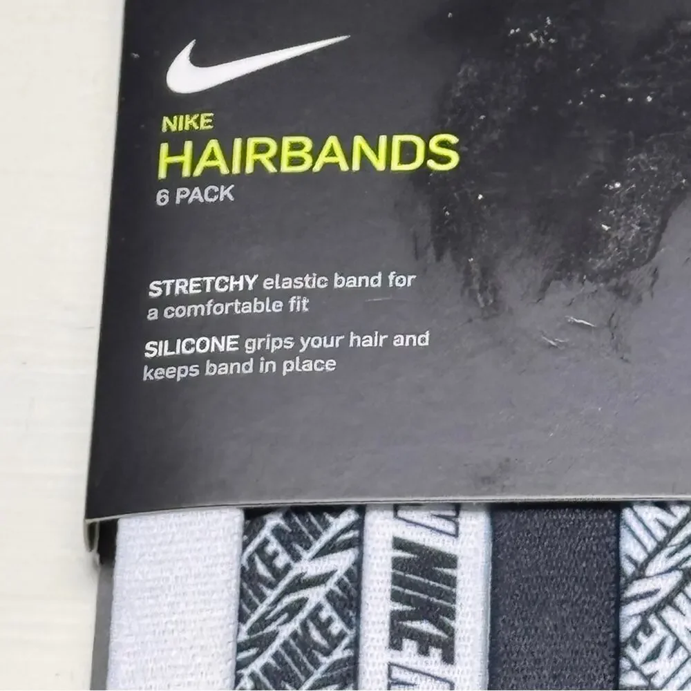Nike  Six Pack Stretchy Athletic Sporty Black and White Headbands Set  NWT